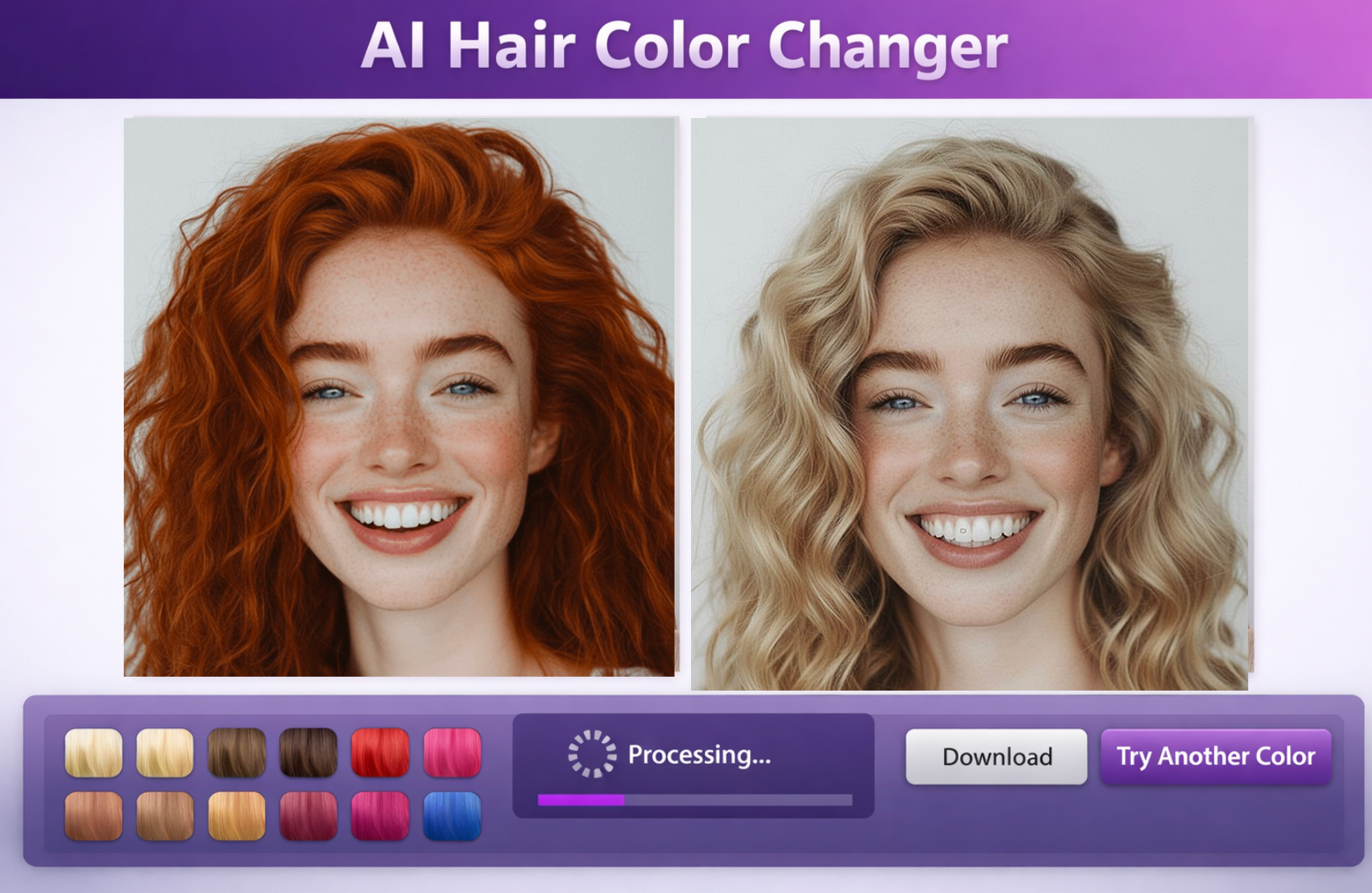 AI hair color changer preview with a no-sign-up workflow that makes quick testing easy before dyeing