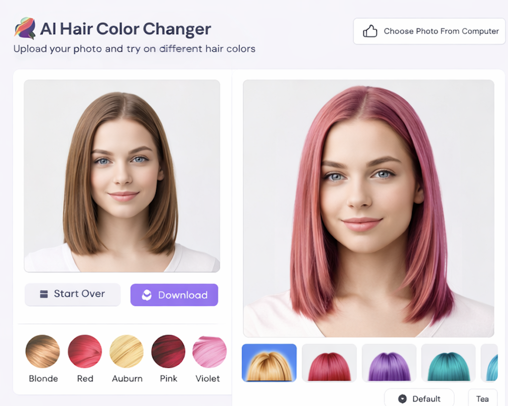 hair color simulator before after example